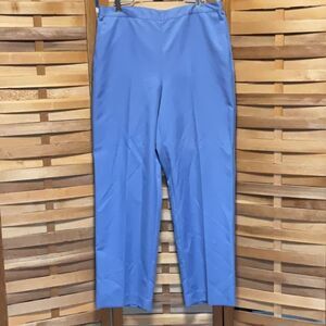 Alfred Dunner Blue Straight Leg Pants Women 14 Polyester Elastic Waist Pockets
